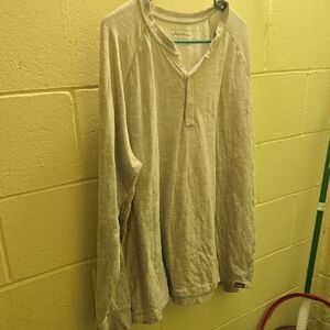 Eddie Bauer Cream Long Sleeve Henley Shirt